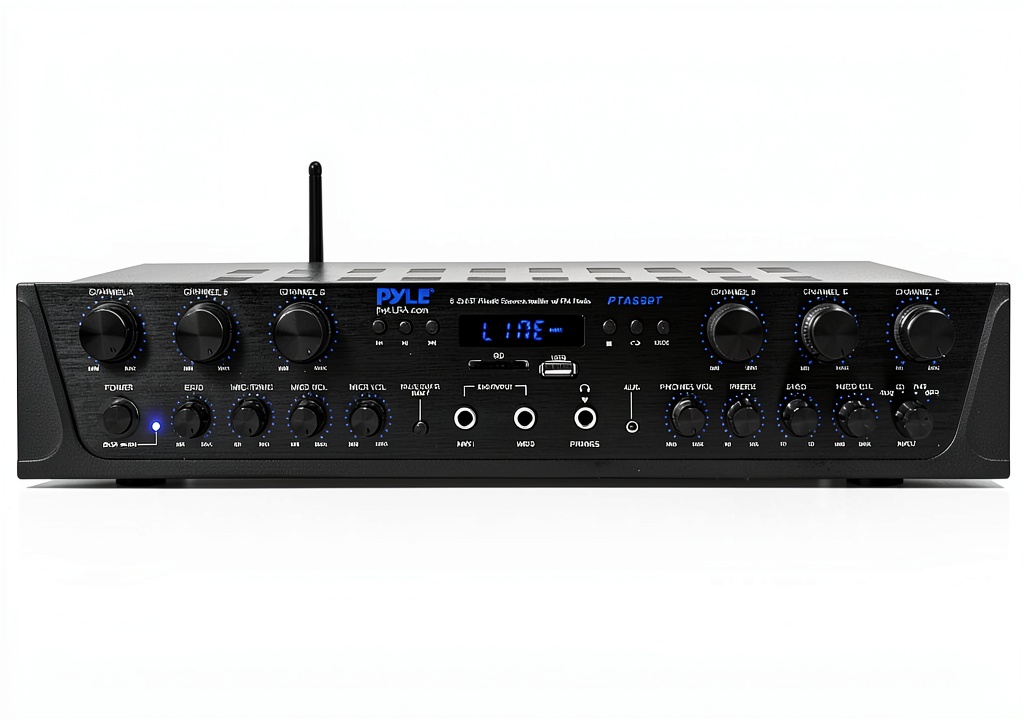 Pyle 6 Channel Home Audio Amplifier front view