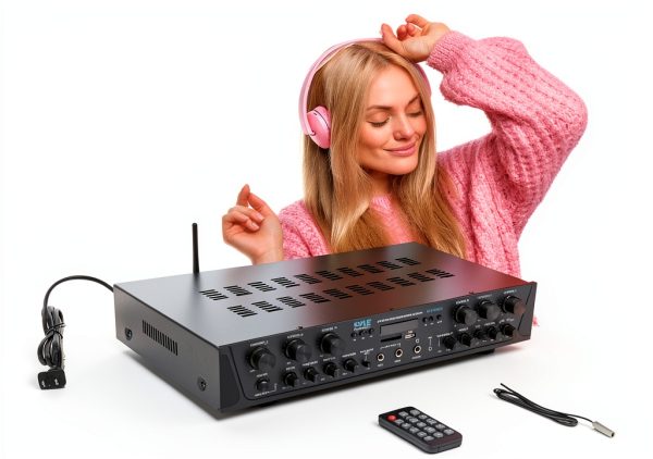 Pyle 6 Channel Home Audio Amplifier Plastic Tabletop Mount-6