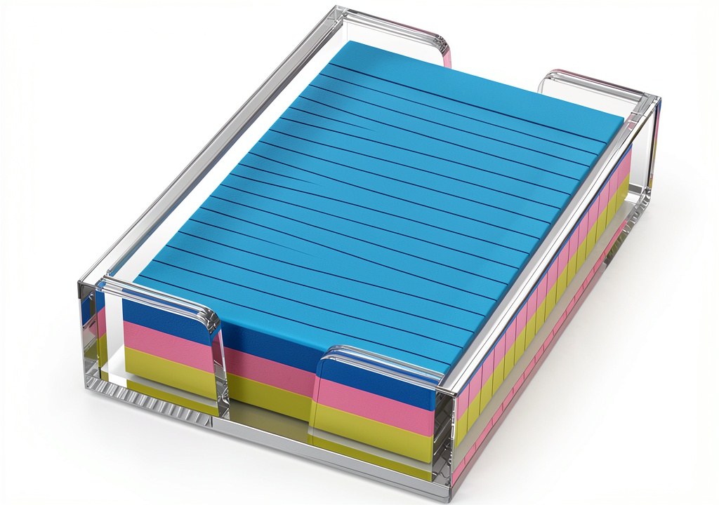 WINFFOR Acrylic Sticky Note Holder on a wooden desk