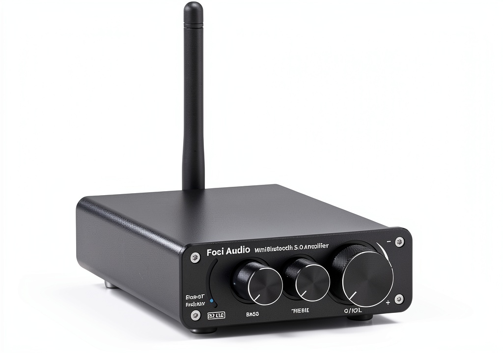 Installing Fosi Audio Mini Bluetooth Amplifier Aluminum on a wooden desk