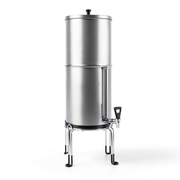 Gravity-Fed Water Filter System Stand, Detachable Stainless Steel Stand Compatible with Berkey Water Filter System Countertop, 9.25" Diameter by 5.9" Tall-1