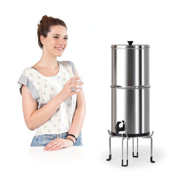 Gravity-Fed Water Filter System Stand, Detachable Stainless Steel Stand Compatible with Berkey Water Filter System Countertop, 9.25" Diameter by 5.9" Tall-6