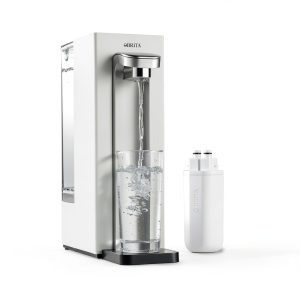 Brita Hub Compact Instant Powerful Countertop Water Filter System, Reduces 70+ Contaminants, 9 Cup Water Reservoir, Includes 6 Month Carbon Block Filter, White, 87344-0