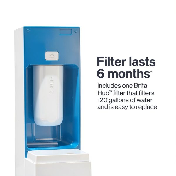 Brita Hub Compact Instant Powerful Countertop Water Filter System, Reduces 70+ Contaminants, 9 Cup Water Reservoir, Includes 6 Month Carbon Block Filter, White, 87344-4