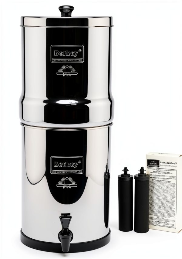 Big Berkey Gravity-Fed Stainless Steel Countertop Water Filter System 2.25 Gallon with 2 Authentic Black Berkey Elements BB9-2 Filters-0